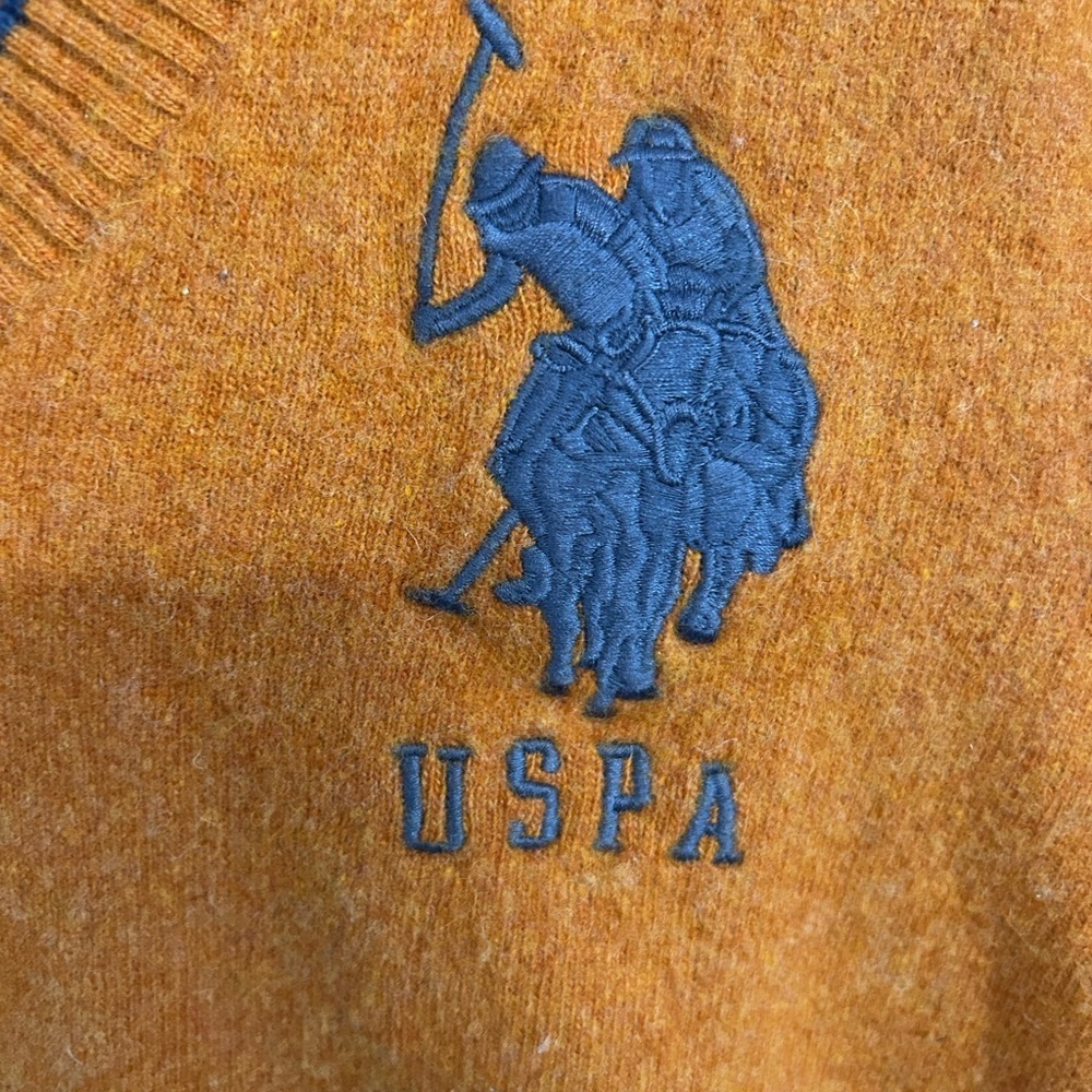 U.S. Polo Assn. Men's V-Neck Orange Sweater Vest - Picture 3 of 5